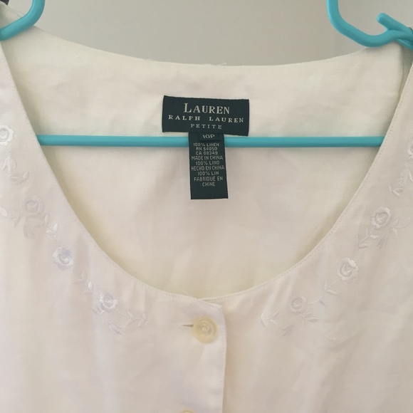 VTG 128$ Lauren Ralph Lauren Dress White Linen 10P - Picture 6 of 8
